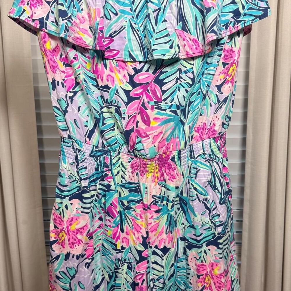 Lilly Pulitzer Klea Romper Strapless Tropical Floral Print Size Medium